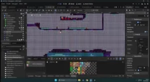 Standbild: Godot-Editor mit einem Level von HeroLegend
